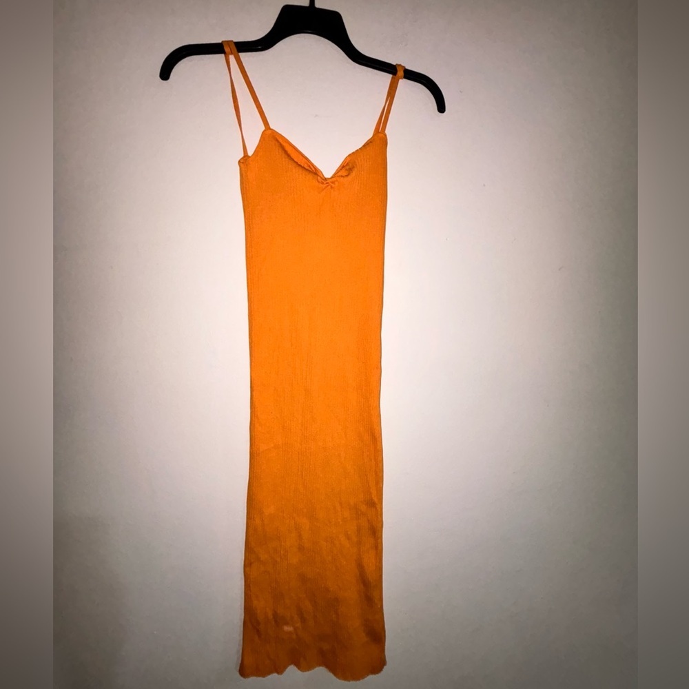 Zara Vibrant Orange Ribbed Dress